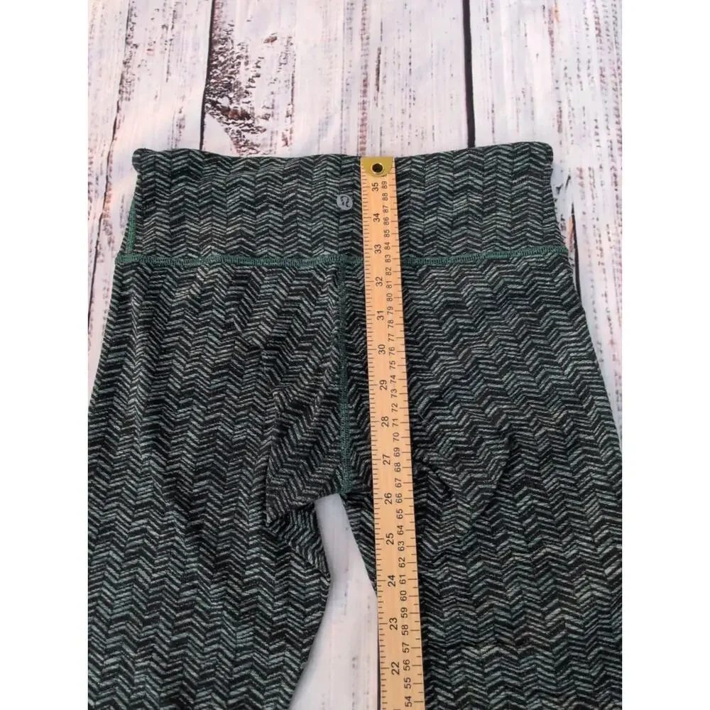 Lululemon Wunder Train Cropped Leggings Womens Size 6 Green Herringbone